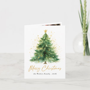 Modern Watercolor Weihnachtsbaumkarte Karte