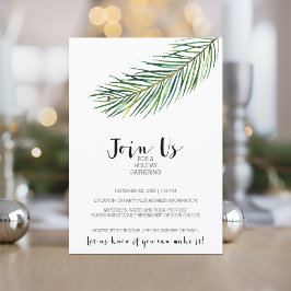 Modern Watercolor Weihnachtszweig Gold Einladung