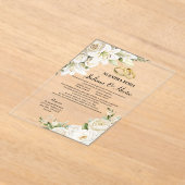 Modern Watercolor White Gold Floral Wedding  Acryleinladungen (Ablage )