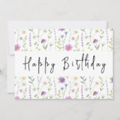 Modern Watercolor Wildblume Thema Happy Birthday Karte (Vorderseite)