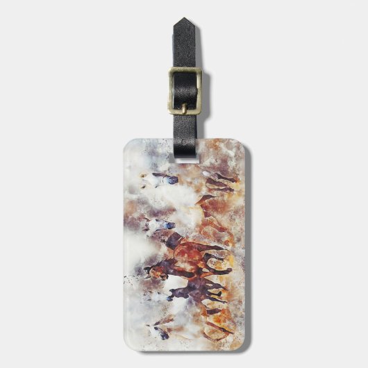 Modern Watercolor Wilde Pferde Gepäckanhänger (Vorderseite vertikal)