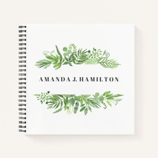 Modern Watercolor Wilde Wiesen Notizbuch (Vorderseite)