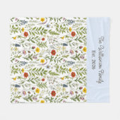 Modern Watercolor Wildflower Pattern Personalized Fleecedecke (Vorderseite (Horizontal))