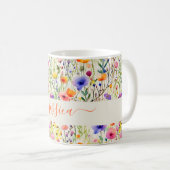 Modern watercolor wildflowers pattern script name kaffeetasse (VorderseiteRechts)