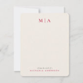 Modern Watercolor Wildflowers Pink Monogram & Name Mitteilungskarte (Vorderseite)