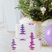 Modern Watercolor Winter Pine PurpleTree Weihnacht Geschenkpapier