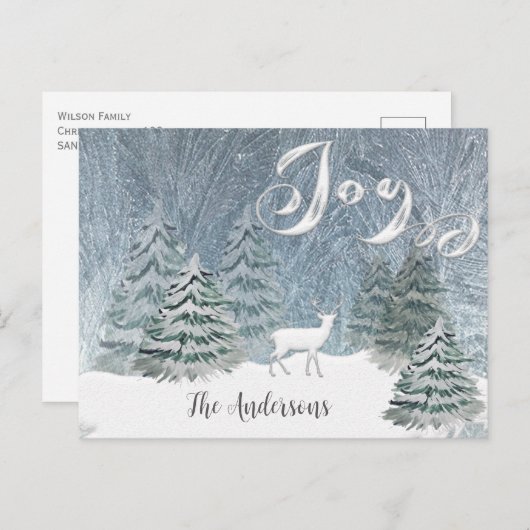 Modern Watercolor Winterszene Freude Postcard Postkarte (Vorne/Hinten)