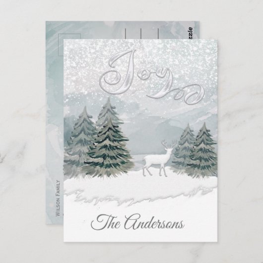 Modern Watercolor Winterszene Freude Postkarte (Vorne/Hinten)