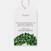 Modern Watercolor Wreath Custom Message Christmas Geschenkanhänger (Rückseite)