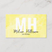 Modern Watercolor Yellow Monogram Visitenkarte (Vorderseite)