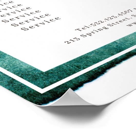 Modern Watercolour Abstrakt Weiß Grün Poster (Ecke)