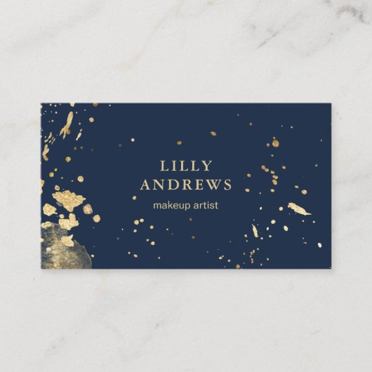 Modern Watercolour Gold ( Imitat) Dunkelblau Visitenkarte (Vorderseite)