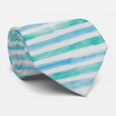 Modern Watercolour Striped Coastal Blue Krawatte (Gerollt)