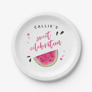 Modern Watermelon Birthday Party Pappteller