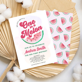 Modern Watermelon Eins in einem Melon Erstgeburt Einladung