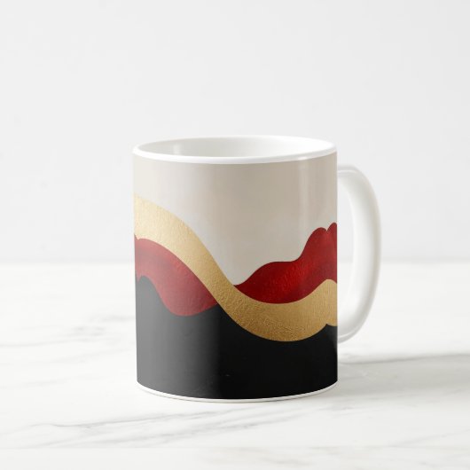 Modern Wave Gold Red Black  Kaffeetasse (VorderseiteRechts)