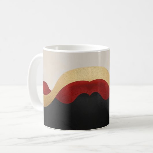 Modern Wave Gold Red Black  Kaffeetasse (Vorderseite Links)