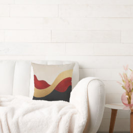 Modern Wave Gold Red Black  Kissen