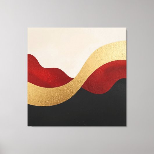 Modern Wave Gold Red Black  Leinwanddruck (Vorderseite)
