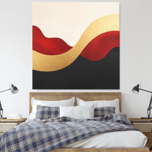 Modern Wave Gold Red Black Leinwanddruck (Insitu (Schlafzimmer))