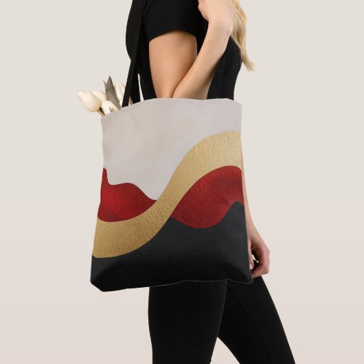 Modern Wave Gold Red Black  Tasche (Von Nahem)