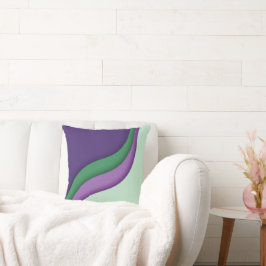 Modern Wave Purple Green  Kissen