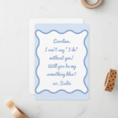 Modern Wavy Border etwas Blue Custom Vorschlag Mitteilungskarte (Vorderseite/Rückseite Beispiel)