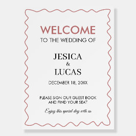 Modern Wavy Frame Wedding Welcome Sign