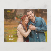 Modern We are Verlobt Heart Verlobung Info Foto Postkarte (Vorderseite)