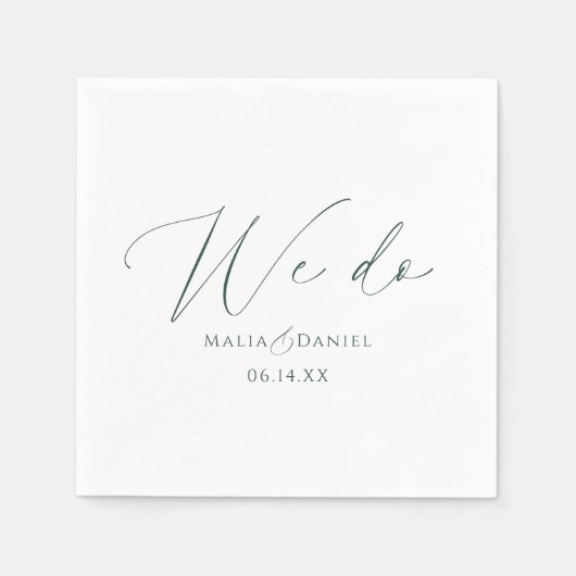 Modern We Do Couples Names Script Wedding Serviette (Vorderseite)