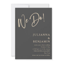 Modern We Do Elegant Charcoal Black Beige Wedding
