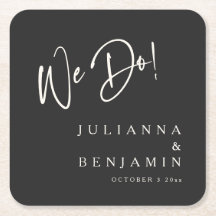 Modern We Do Elegant Custom Black Cream Wedding