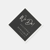 Modern We Do Elegant Custom Black Cream Wedding Serviette (Ecke)