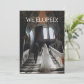 Modern "We Eloped!" 2-Photo Elegant Wedding Ankündigung (Stehend Vorderseite)