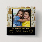 Modern We Love you Aunt Black and Gold Button (Vorderseite)