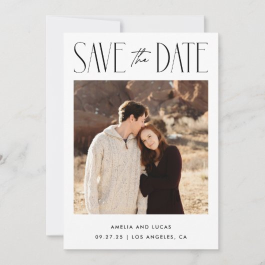 Modern Website QR Code Flat Save the Date Card (Vorderseite)