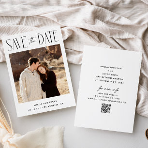Modern Website QR Code Flat Save the Date Card