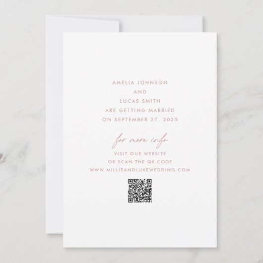 Modern Website QR Code Flat Save the Date Card (Rückseite)
