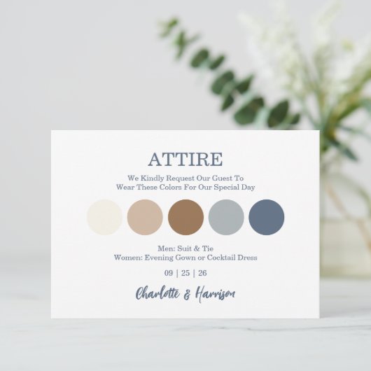 Modern Wedding Attire Dress Code Enclosure Card (Stehend Vorderseite)