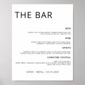 Modern Wedding Bar Menu Minimalist Wedding Drink Poster (Vorne)