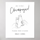 Modern Wedding Champagne Sign Poster (Vorne)