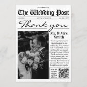 Modern Wedding Dankeschön Card, Wedding Newspapier Dankeskarte (Vorderseite)