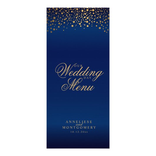 Modern Wedding Day trendy Gold Dots - Menü (Vorne)