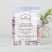 Modern Wedding Destination Paris Eiffel Tower Invi Einladung (Stehend Vorderseite)