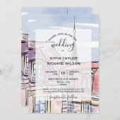 Modern Wedding Destination Paris Eiffel Tower Invi Einladung (Vorne/Hinten)