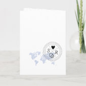 Modern Wedding Destination Passport Blue World Map Einladung (Rückseite)