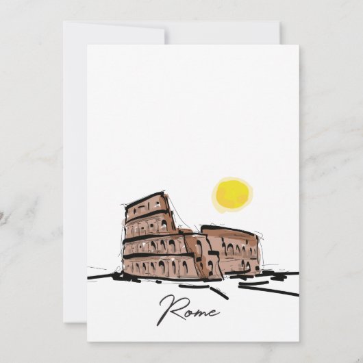 Modern Wedding Destination Rom Italien Kolosseum Einladung (Rückseite)