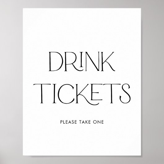 Modern Wedding Drink Ticket Schild (Vorne)