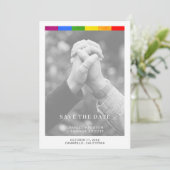 Modern Wedding Editorial LGBTQ+ Pride Photo Save The Date (Stehend Vorderseite)