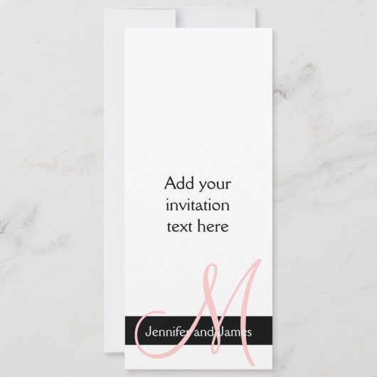 Modern Wedding Einladung Monogram Black Pink (Rückseite)